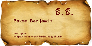 Baksa Benjámin névjegykártya