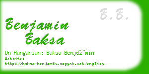 benjamin baksa business card